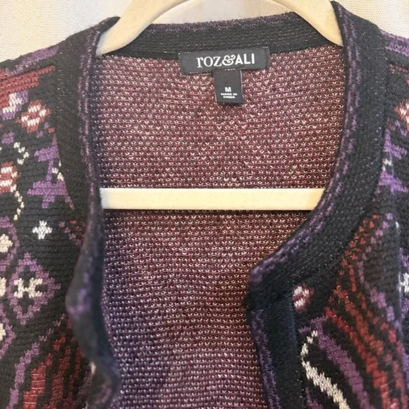 Roz & Ali Purple and Black Patterned Cardigan - Picture 3 of 4